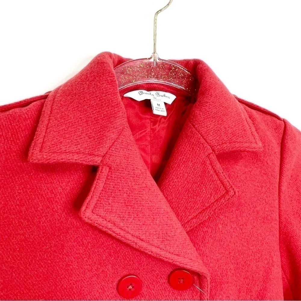 Brooks Bothers Pea Coat Girl’s Medium Watermelon Red Cotton Blend New NWT